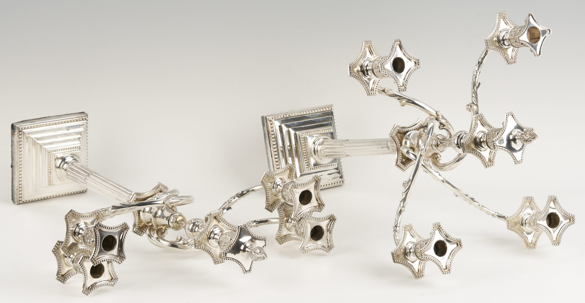 Lot 65: Pair of English Sterling 5-Light Candelabra