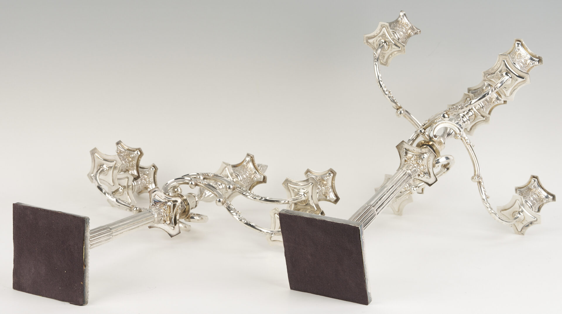 Lot 65: Pair of English Sterling 5-Light Candelabra