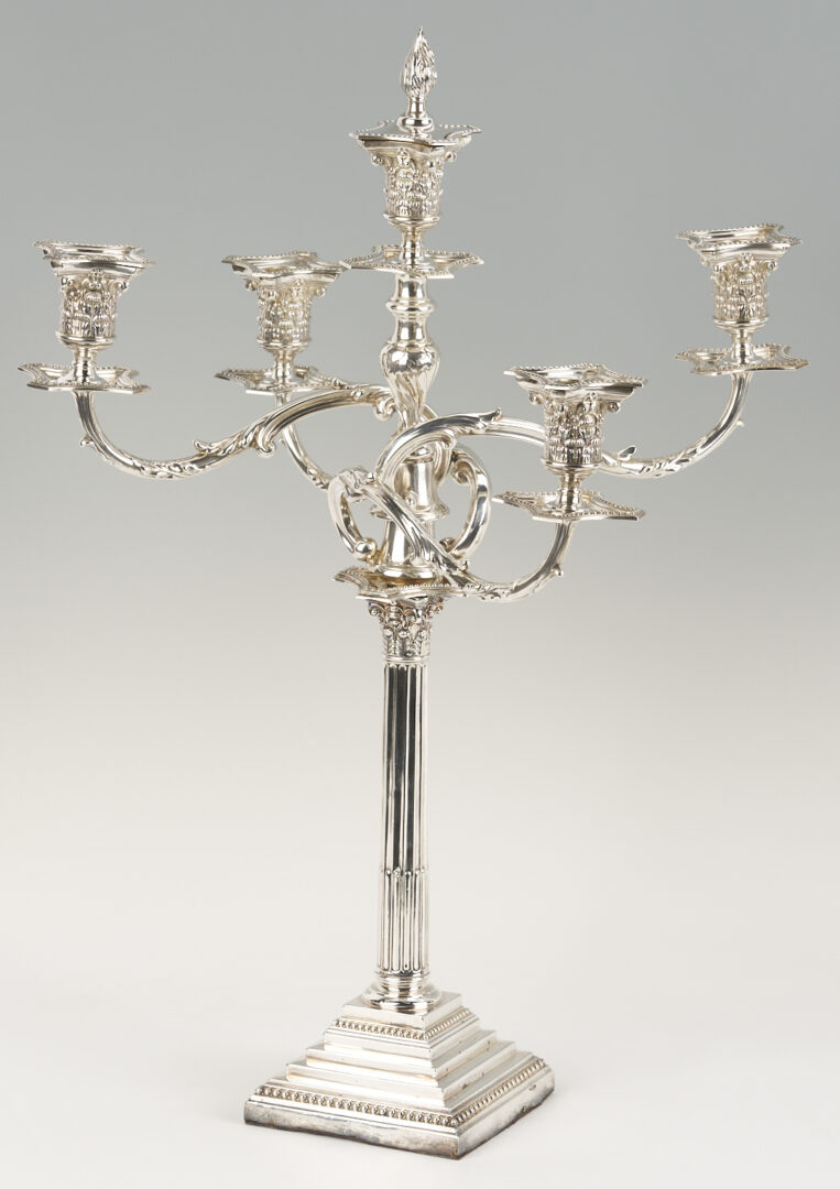 Lot 65: Pair of English Sterling 5-Light Candelabra