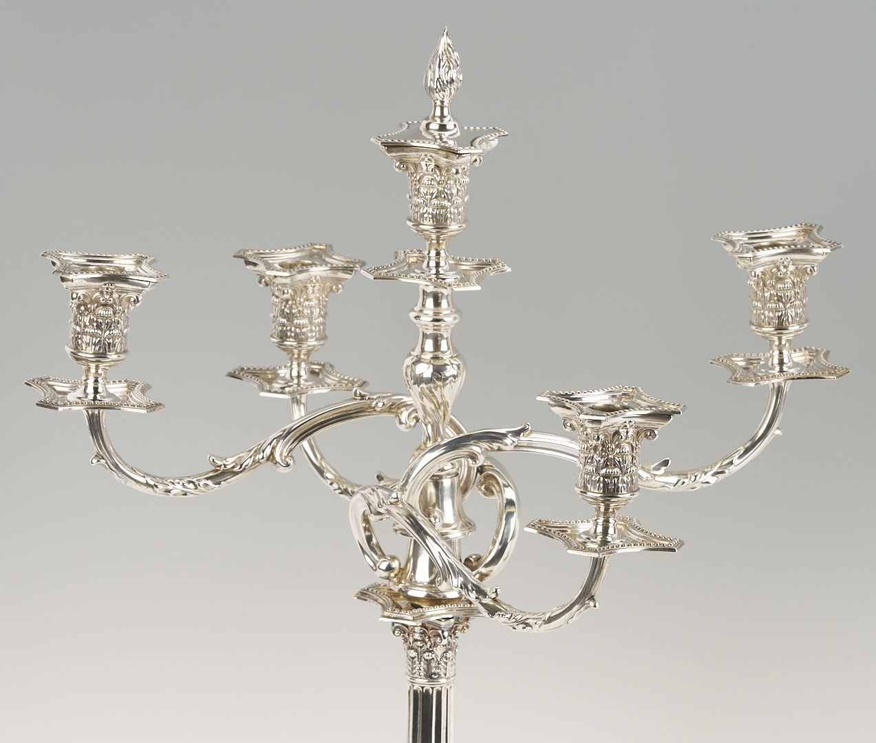 Lot 65: Pair of English Sterling 5-Light Candelabra