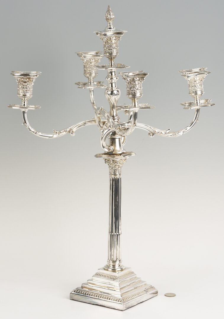 Lot 65: Pair of English Sterling 5-Light Candelabra