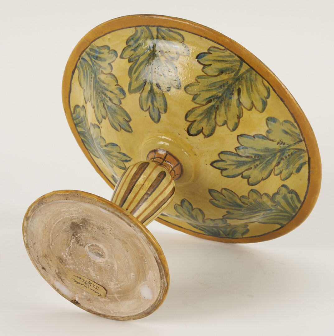 Lot 660: 3 Antique Polychrome Faience Items: Albarello, Tazza, Inkwell