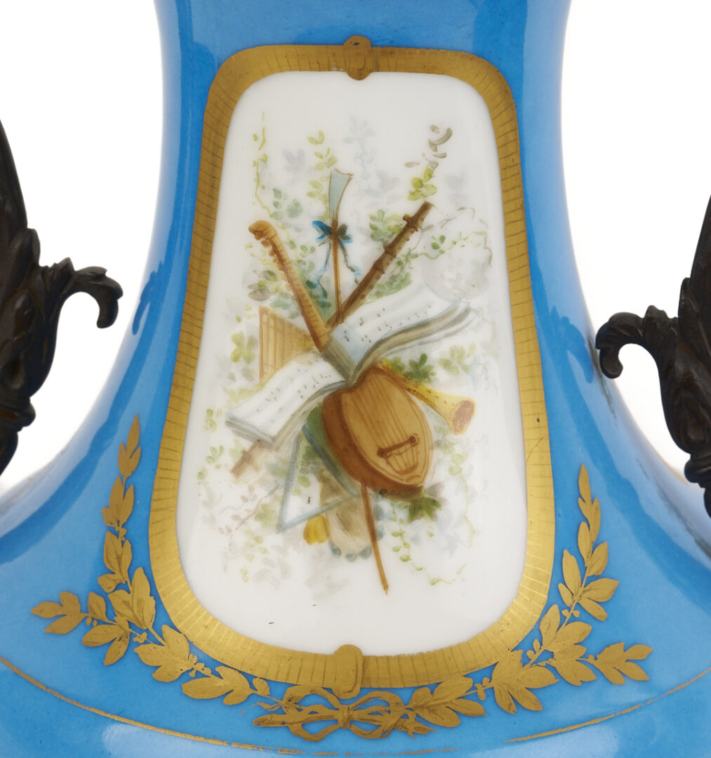 Lot 662: Pair of French Sevres Style Porcelain Urns