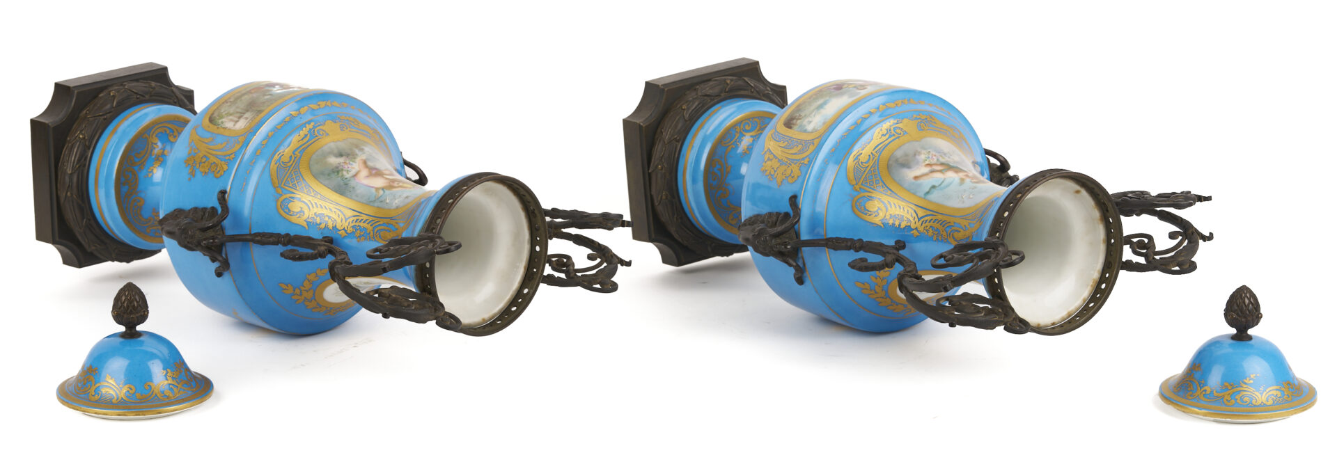 Lot 662: Pair of French Sevres Style Porcelain Urns