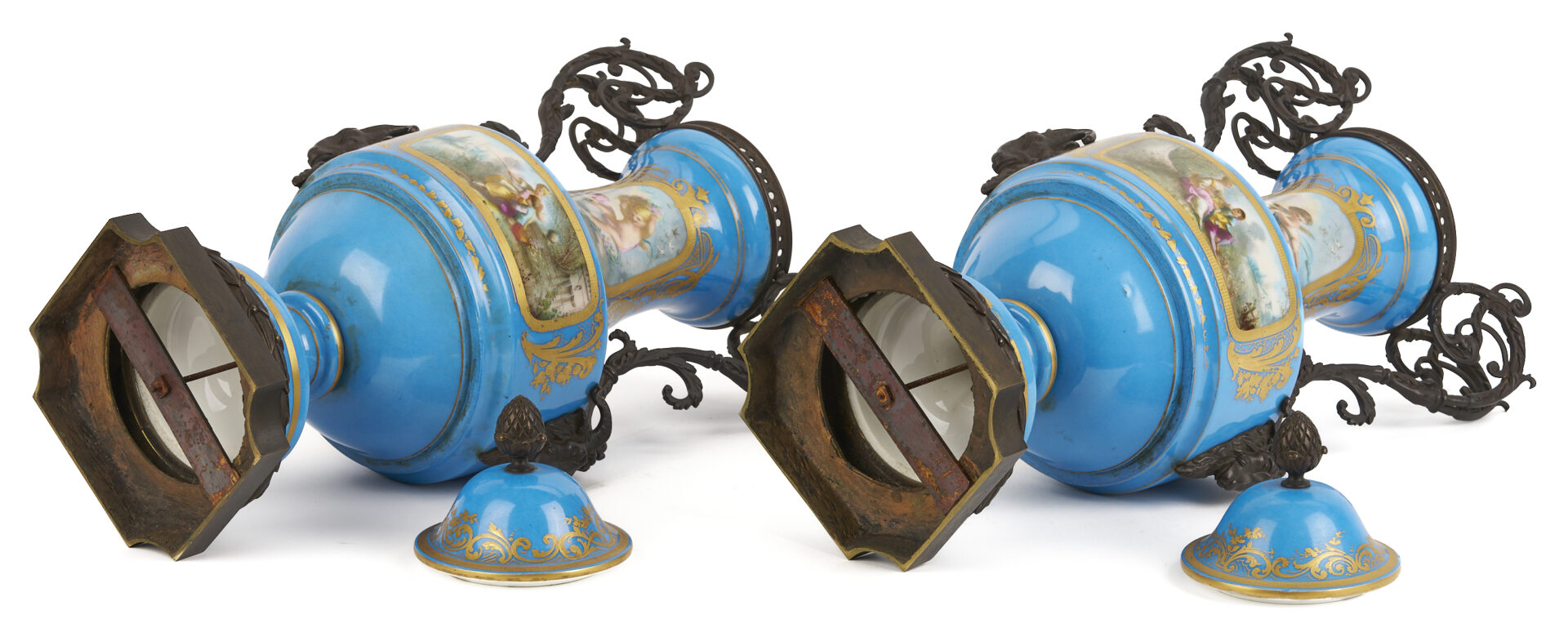 Lot 662: Pair of French Sevres Style Porcelain Urns