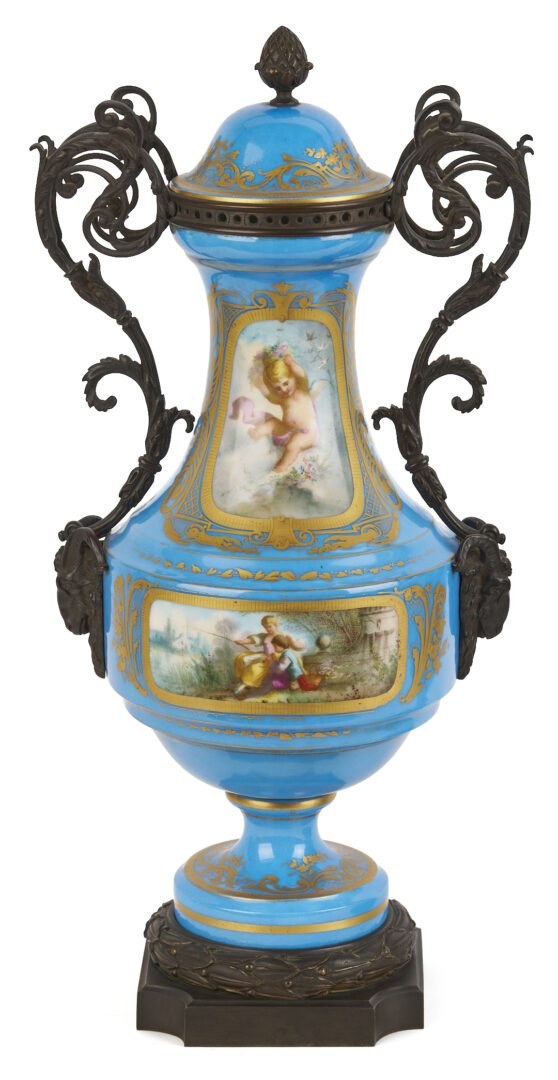 Lot 662: Pair of French Sevres Style Porcelain Urns