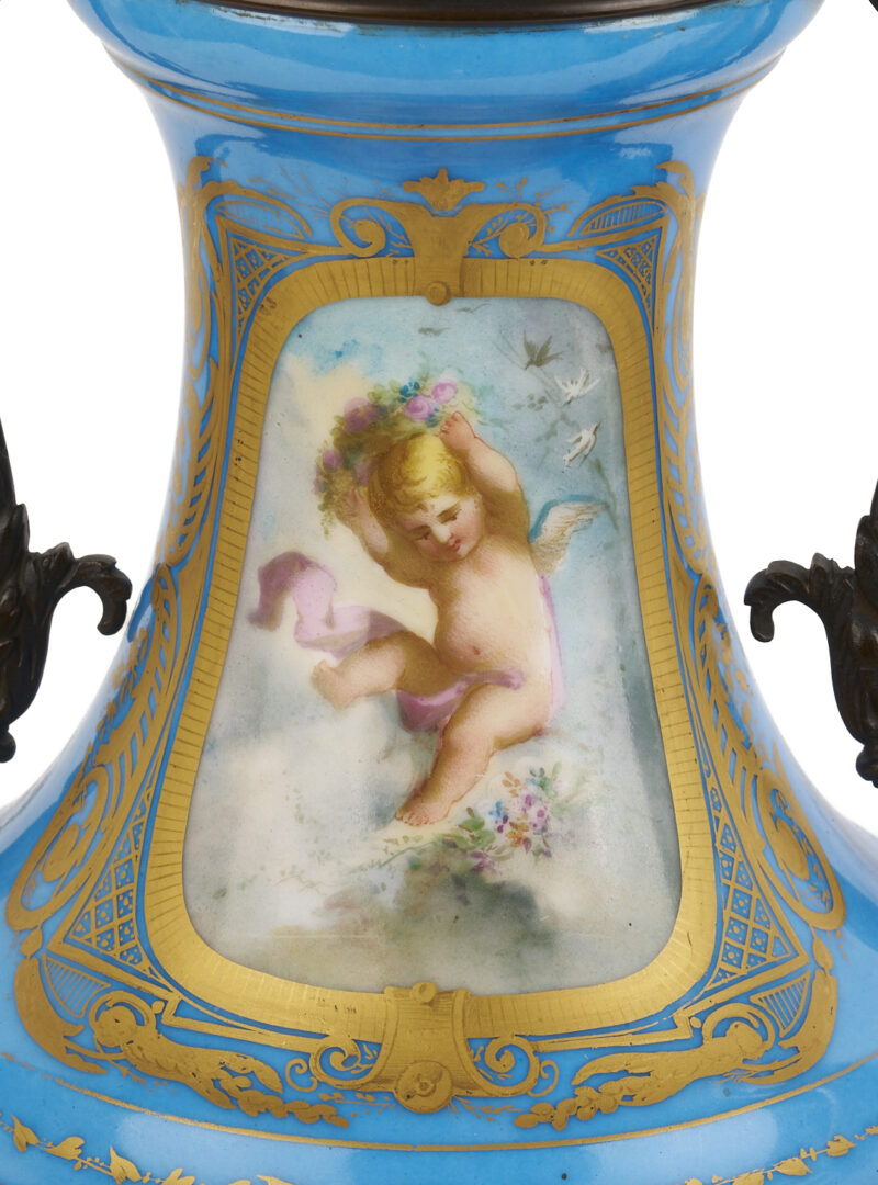 Lot 662: Pair of French Sevres Style Porcelain Urns