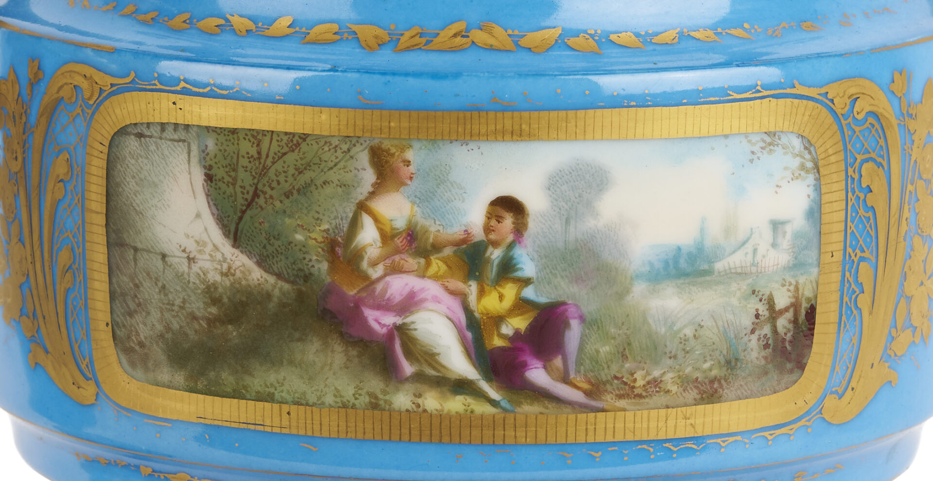 Lot 662: Pair of French Sevres Style Porcelain Urns