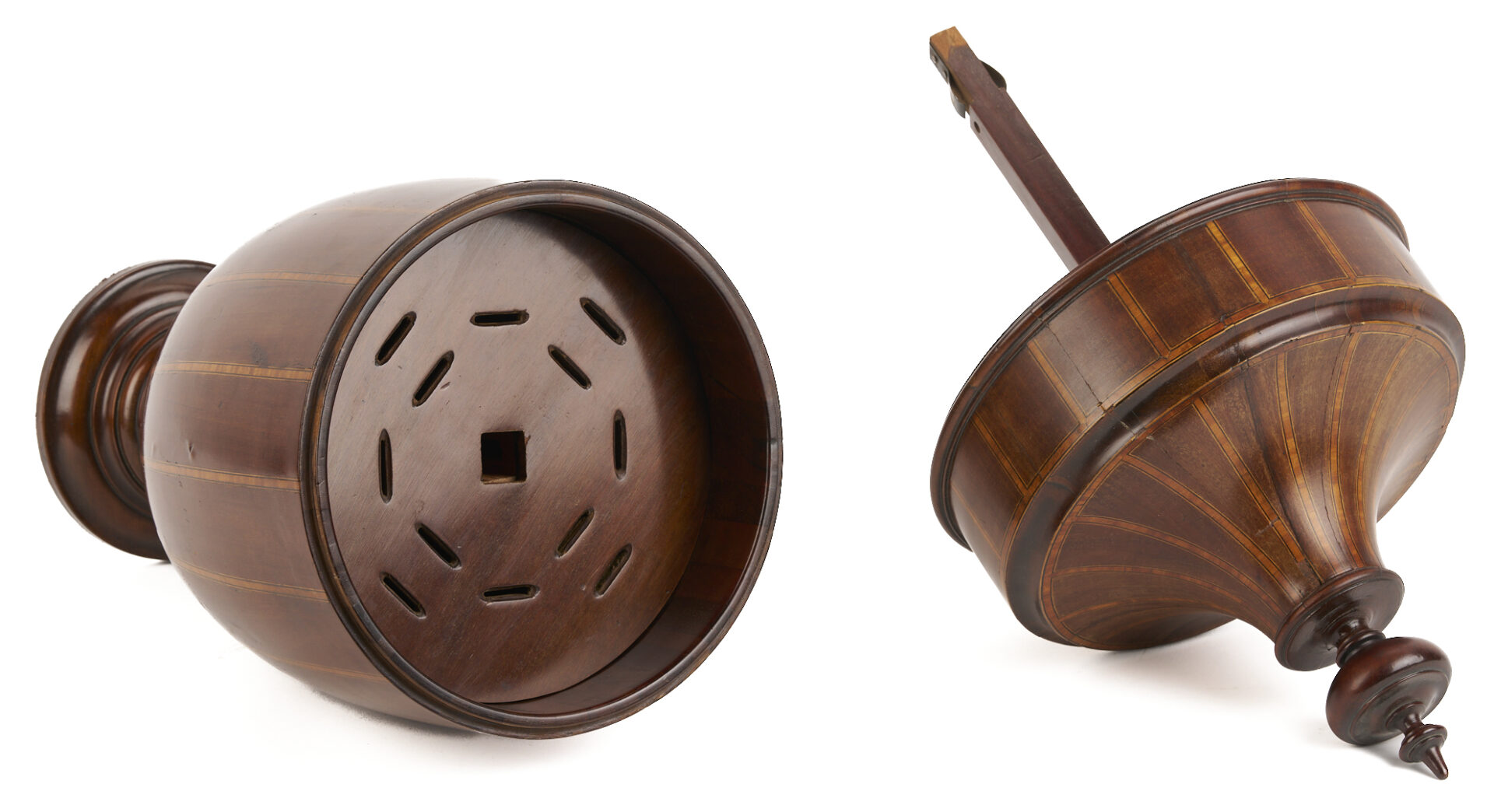 Lot 664: Pair George III Style Inlaid Mahogany Knife Box Urns