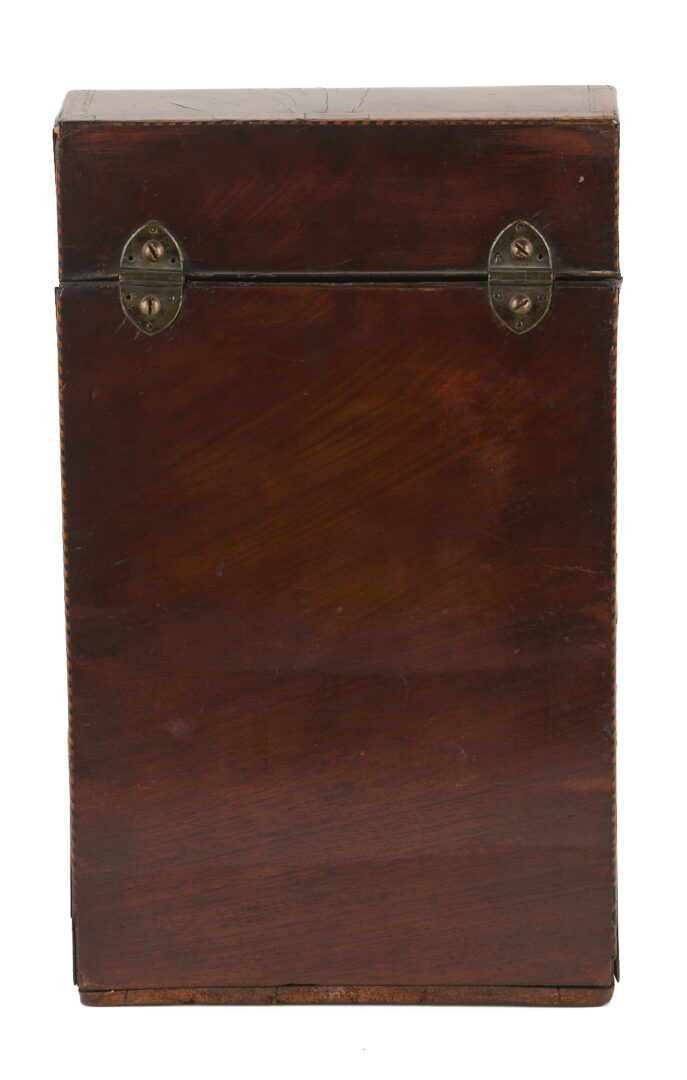 Lot 665: Mahogany Tea Caddy & Sewing or Jewelry Box and Inlaid Georgian Hepplewhite Period Knife Box