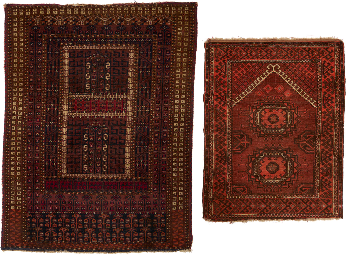 Lot 670: 2 Antique Turkmen Ersari Rugs, Ensi & Prayer Rug