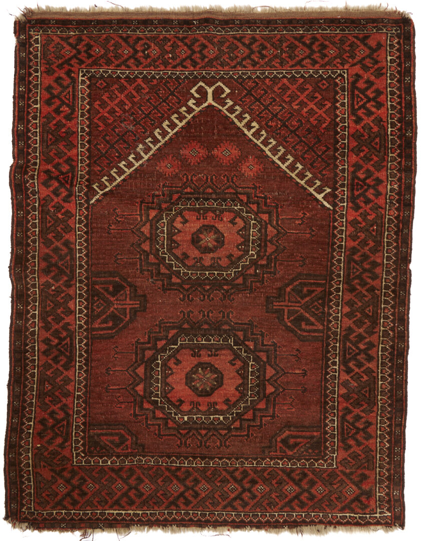 Lot 670: 2 Antique Turkmen Ersari Rugs, Ensi & Prayer Rug