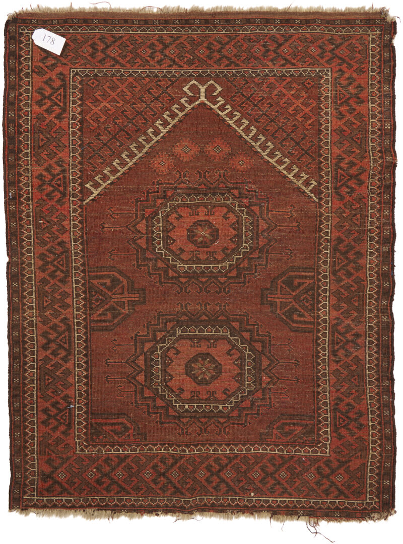 Lot 670: 2 Antique Turkmen Ersari Rugs, Ensi & Prayer Rug