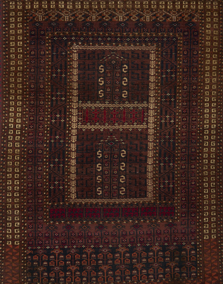 Lot 670: 2 Antique Turkmen Ersari Rugs, Ensi & Prayer Rug