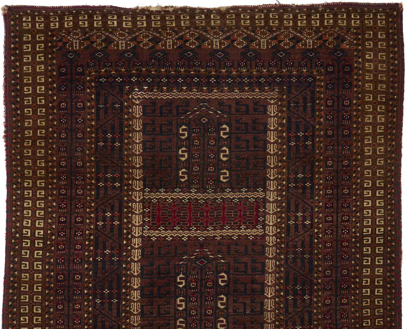 Lot 670: 2 Antique Turkmen Ersari Rugs, Ensi & Prayer Rug