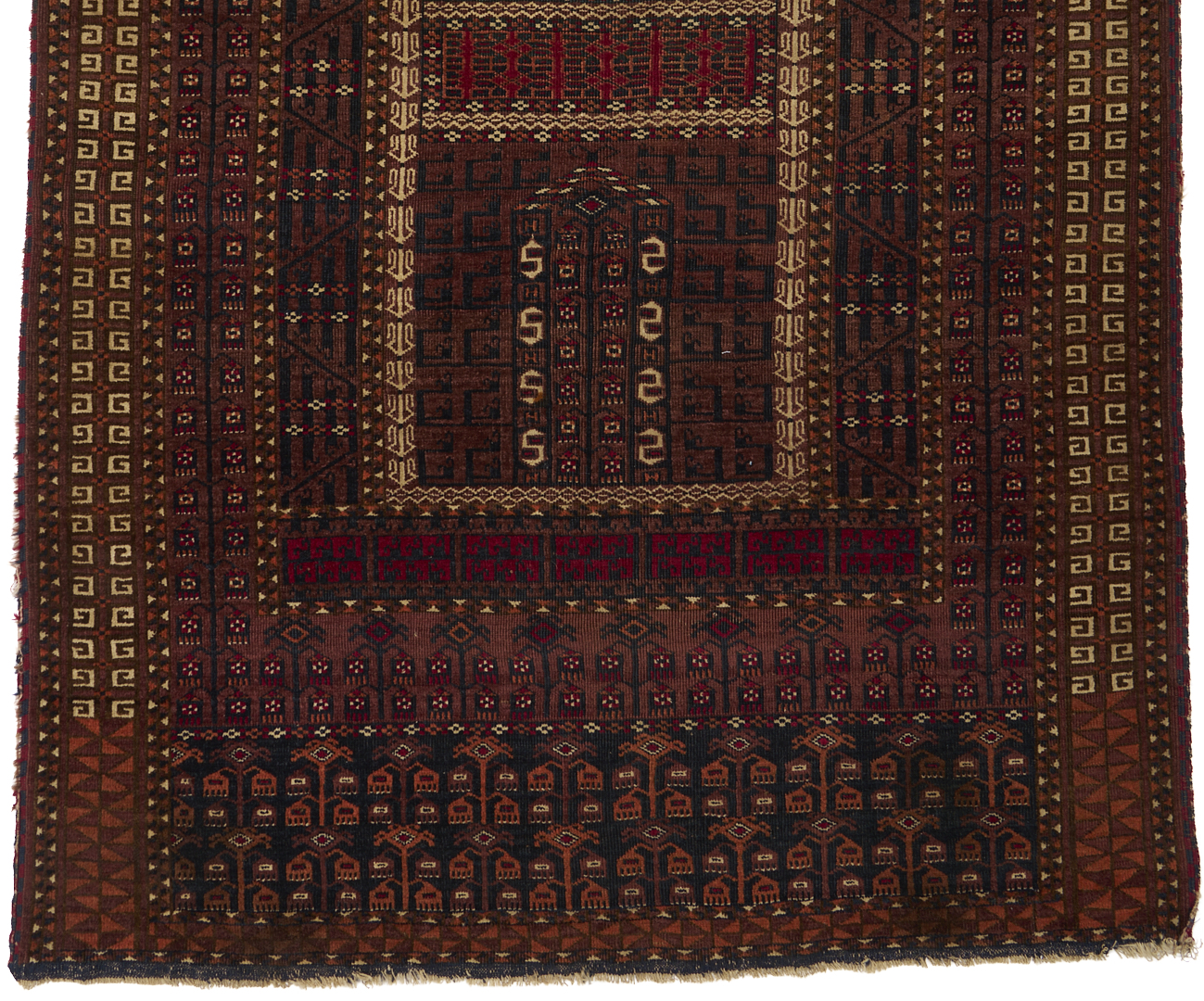 Lot 670: 2 Antique Turkmen Ersari Rugs, Ensi & Prayer Rug