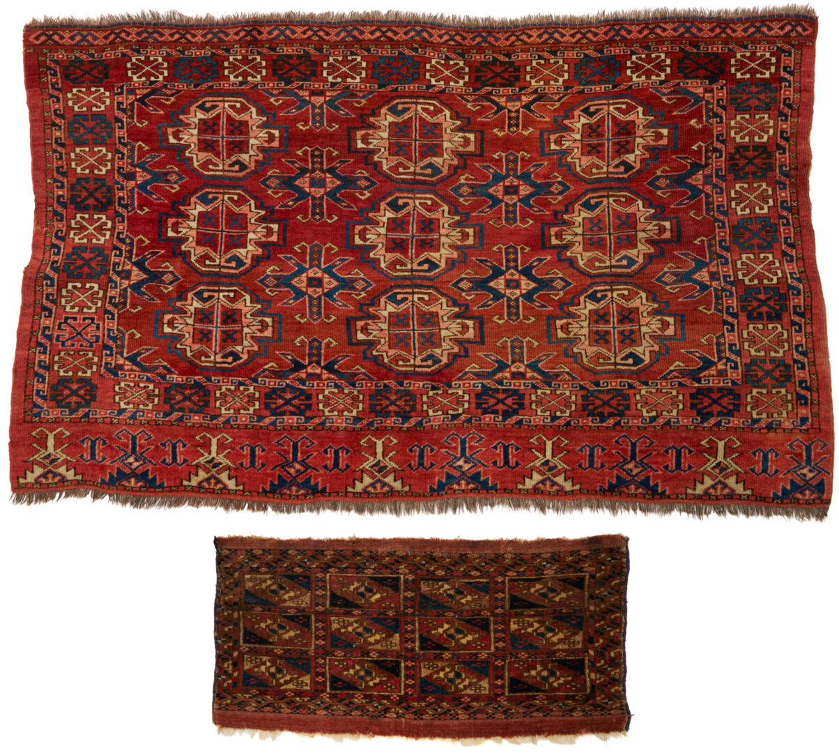 Lot 673: 2 Antique Turkman Tekke Torbas, Aina & Chuval