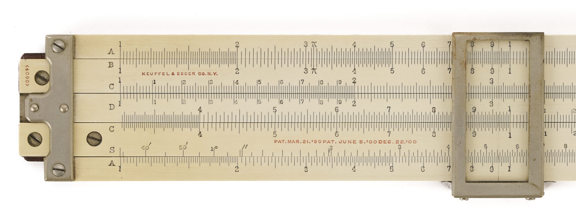 Lot 677: Keuffel & Esser 4090 Universal 10″ Slide Rule; ca. 1910