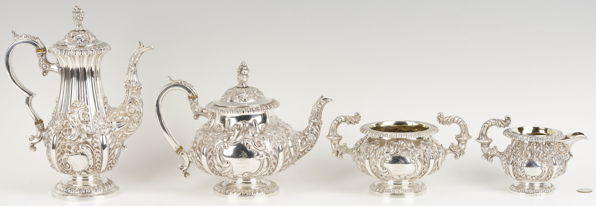 Lot 67: Assembled 4-Pc English Regency Sterling Tea Service