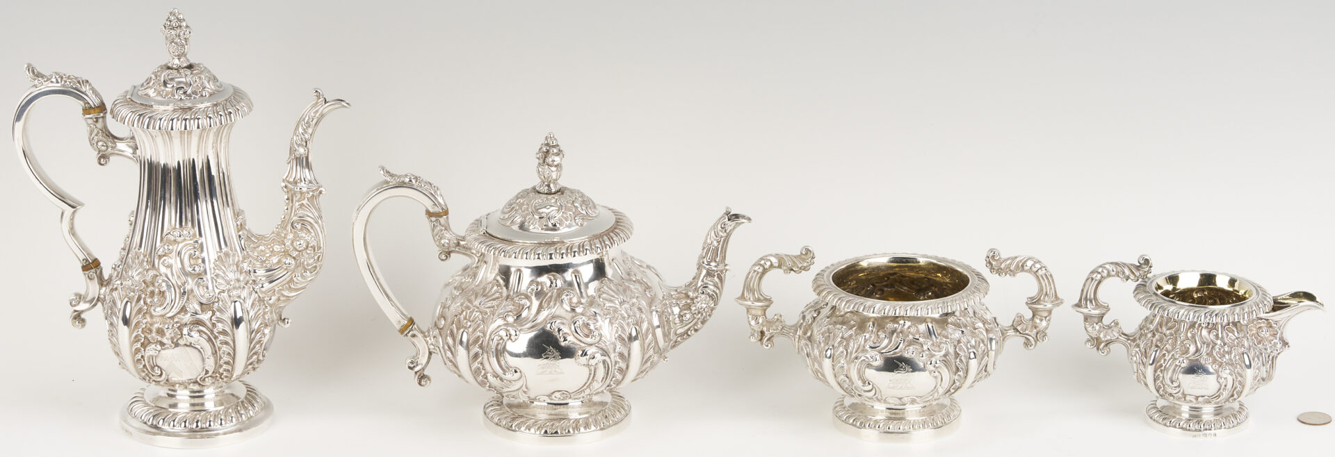 Lot 67: Assembled 4-Pc English Regency Sterling Tea Service