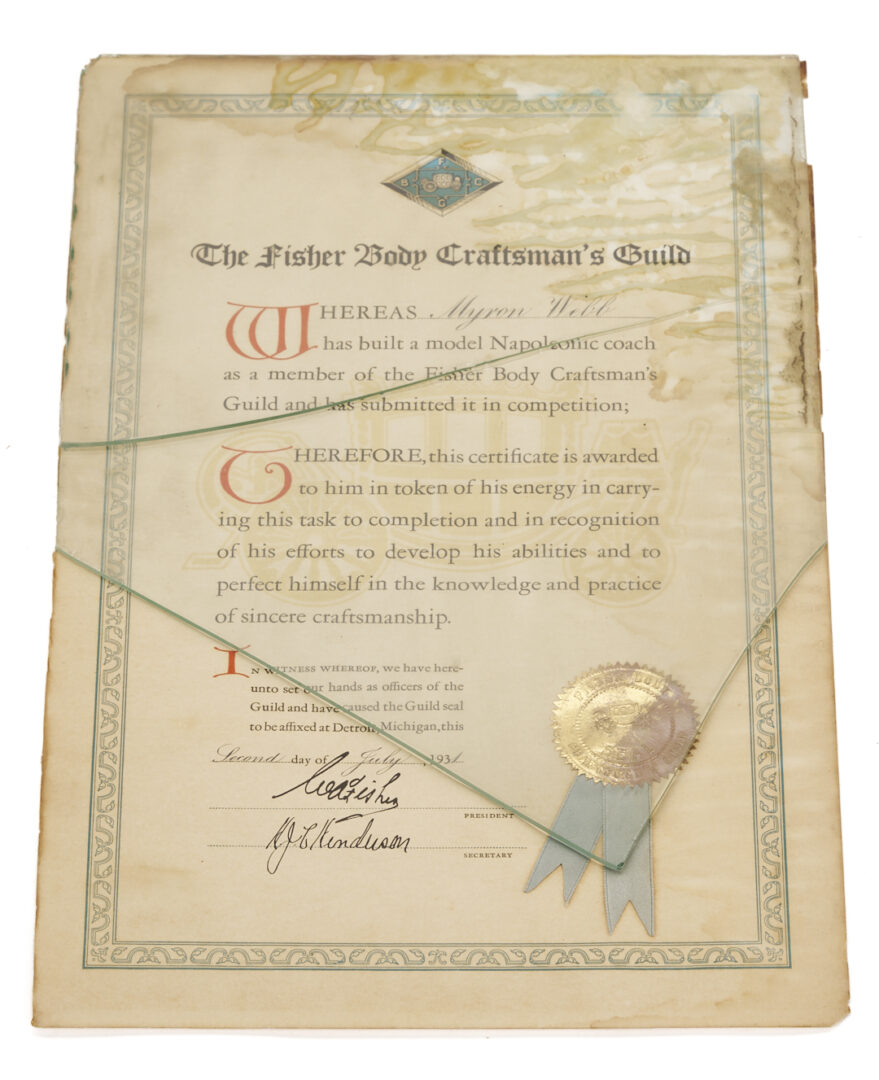 Lot 685: Fisher Body Craftsman’s Guild Napoleonic Coach w/ Extensive Builder Archive