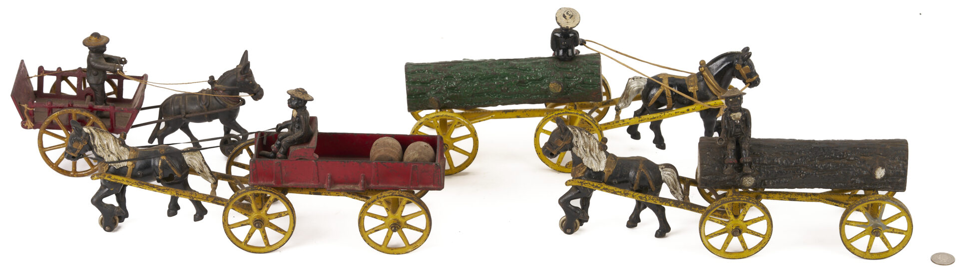 Lot 686: 4 Cast Iron Horse & Rider Toys, Kenton & Hubley