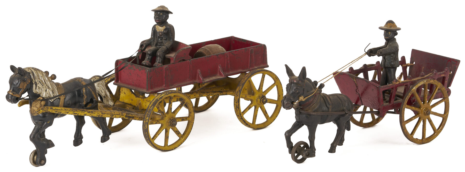 Lot 686: 4 Cast Iron Horse & Rider Toys, Kenton & Hubley