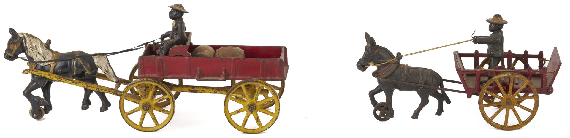 Lot 686: 4 Cast Iron Horse & Rider Toys, Kenton & Hubley