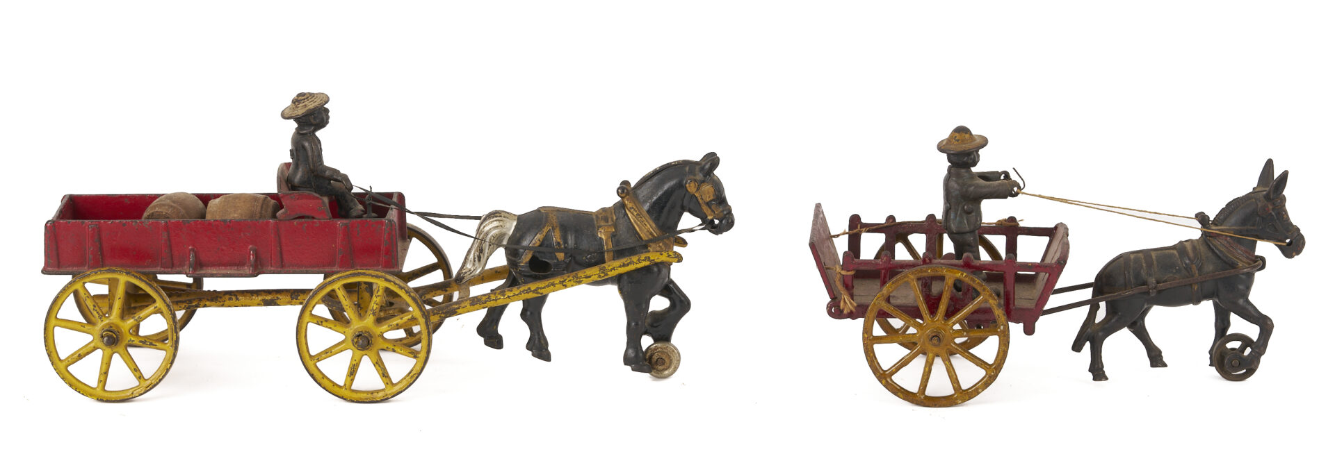 Lot 686: 4 Cast Iron Horse & Rider Toys, Kenton & Hubley