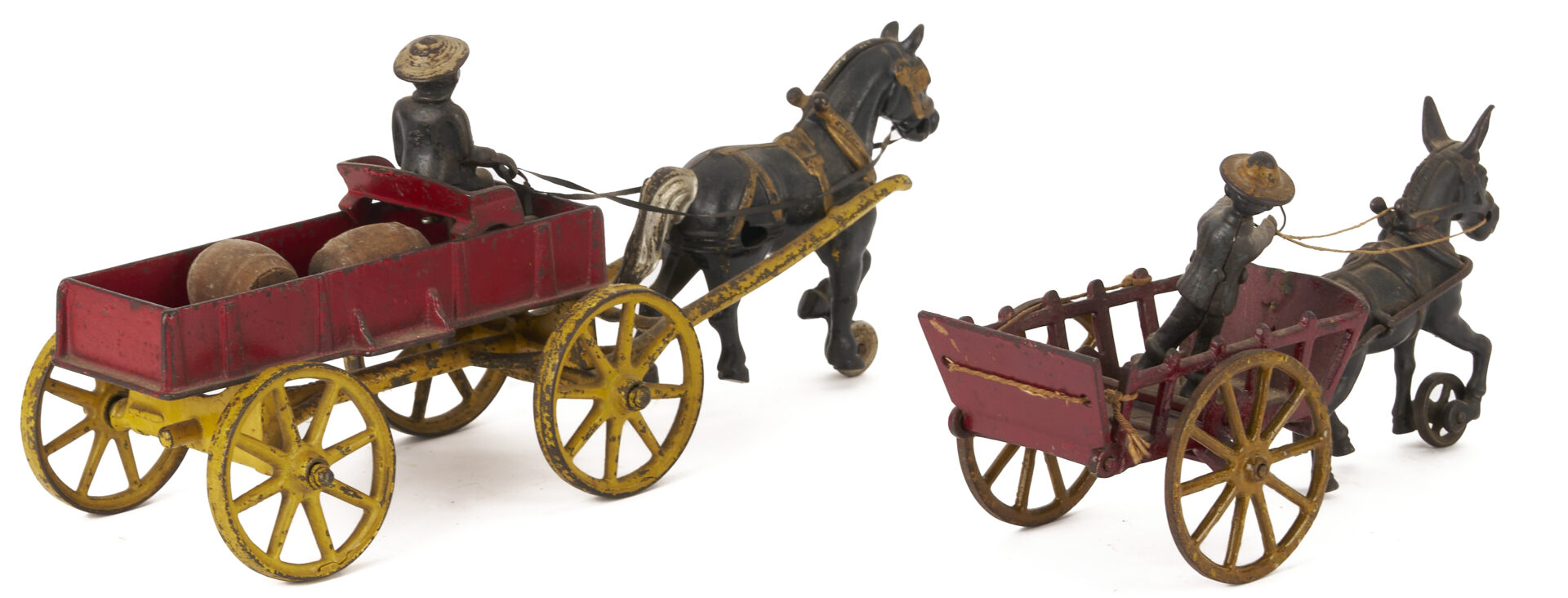 Lot 686: 4 Cast Iron Horse & Rider Toys, Kenton & Hubley