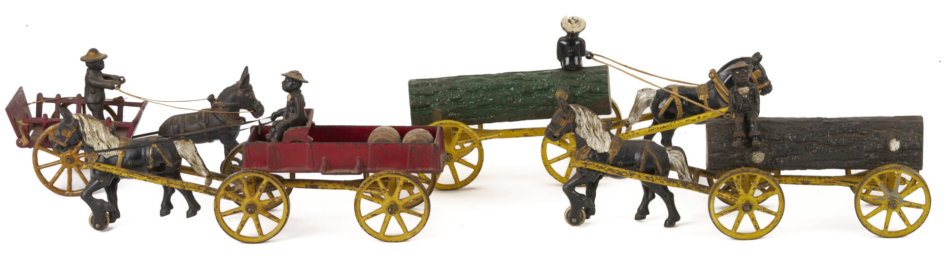 Lot 686: 4 Cast Iron Horse & Rider Toys, Kenton & Hubley