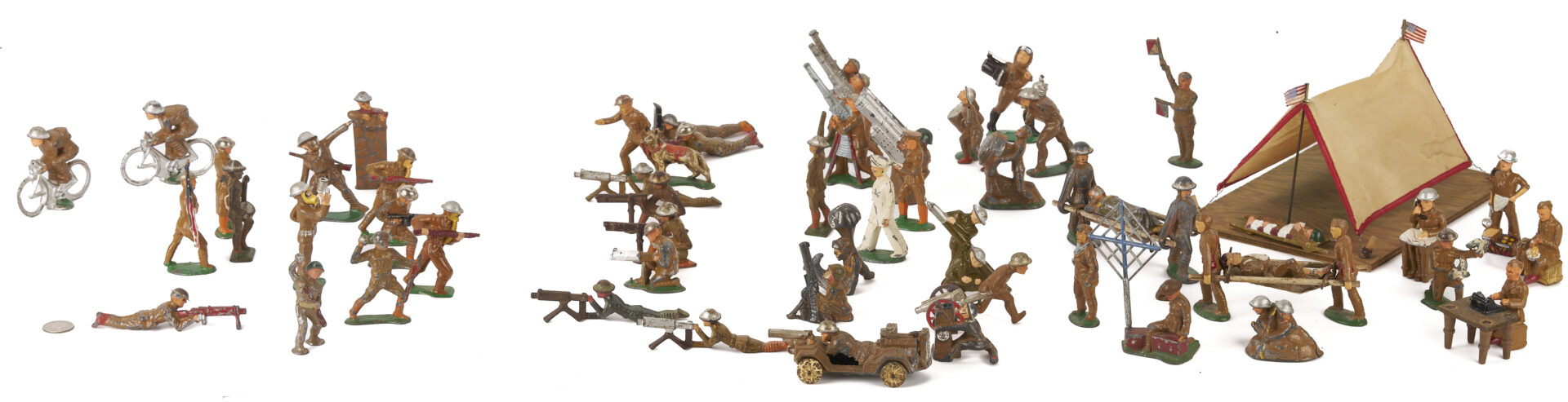 Lot 687: 58 Barclay and Manoil WWI Toy Soldiers and 1 Tent