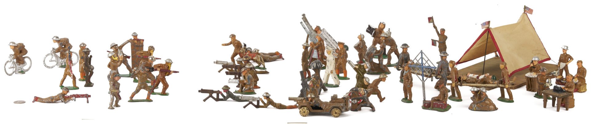 Lot 687: 58 Barclay and Manoil WWI Toy Soldiers and 1 Tent