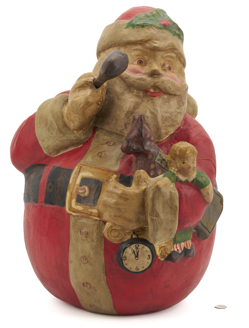 Lot 688: Large Papier Mache Santa Claus Roly Poly