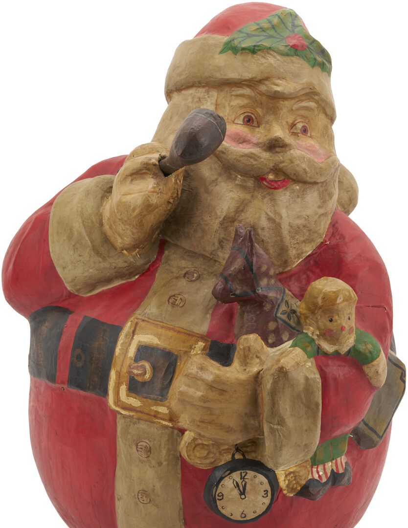 Lot 688: Large Papier Mache Santa Claus Roly Poly