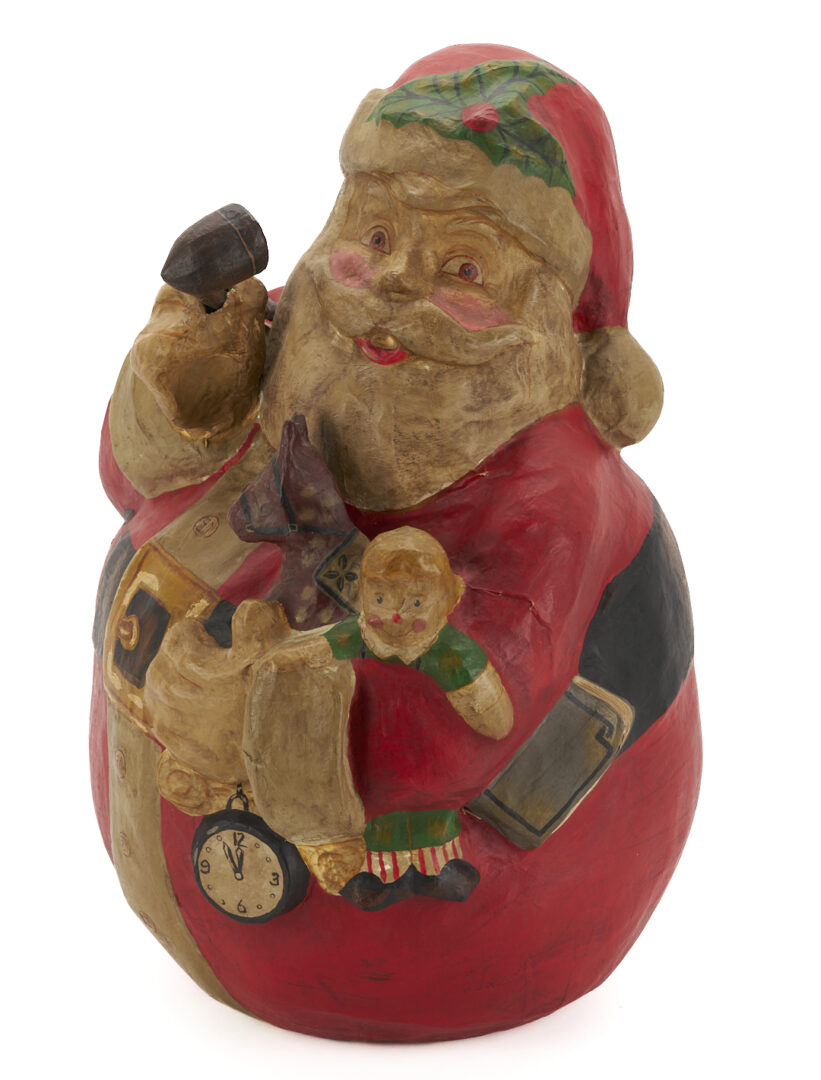 Lot 688: Large Papier Mache Santa Claus Roly Poly