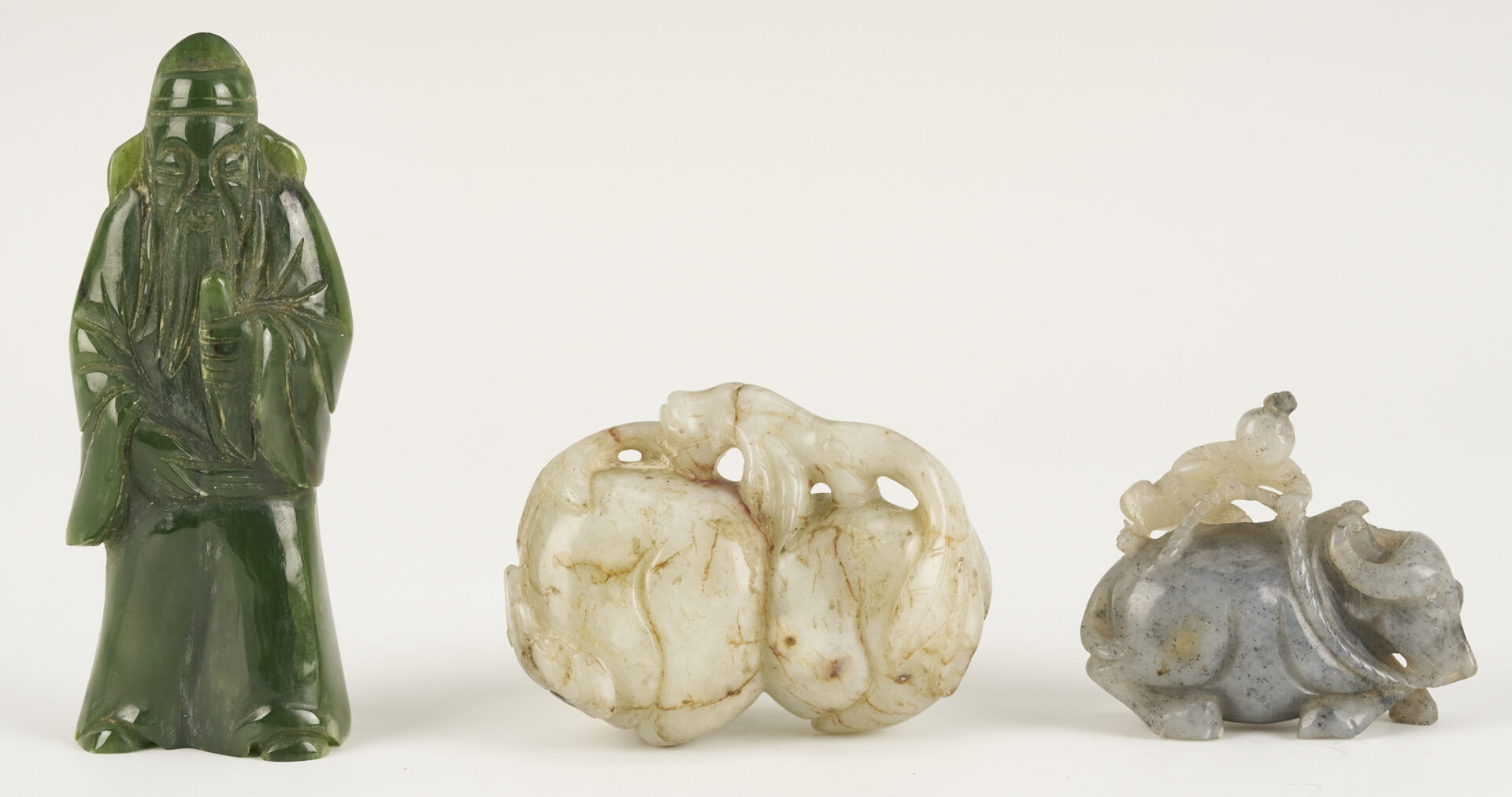 Lot 690: 3 Netsuke Carvings including Jade