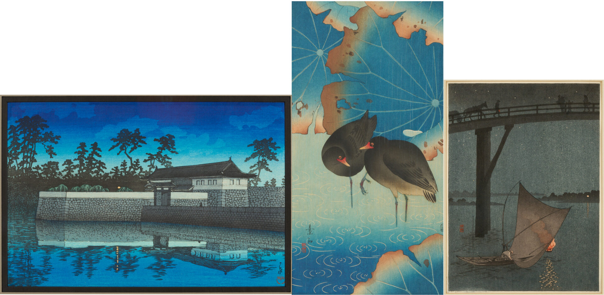 Lot 692: 3 Shin Hanga Japanese Woodblock Prints Incl. Hasui, Soseki, & Arai