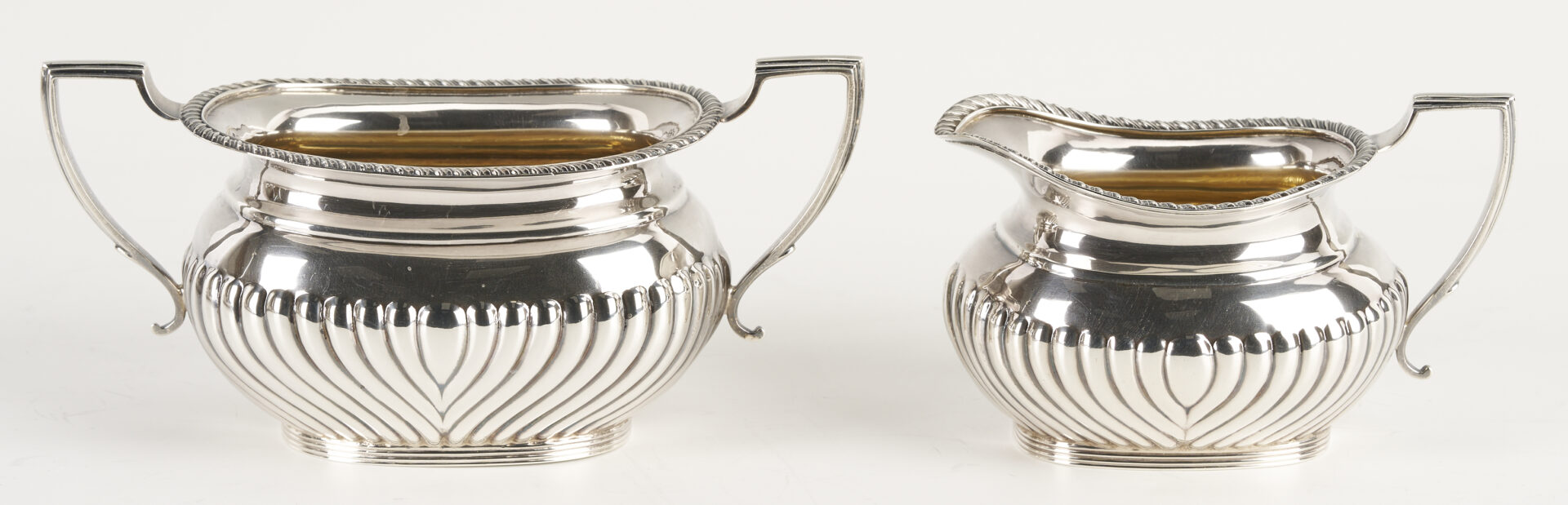 Lot 69: Antique English Sterling Silver 4 pc Tea set with s/p Tray