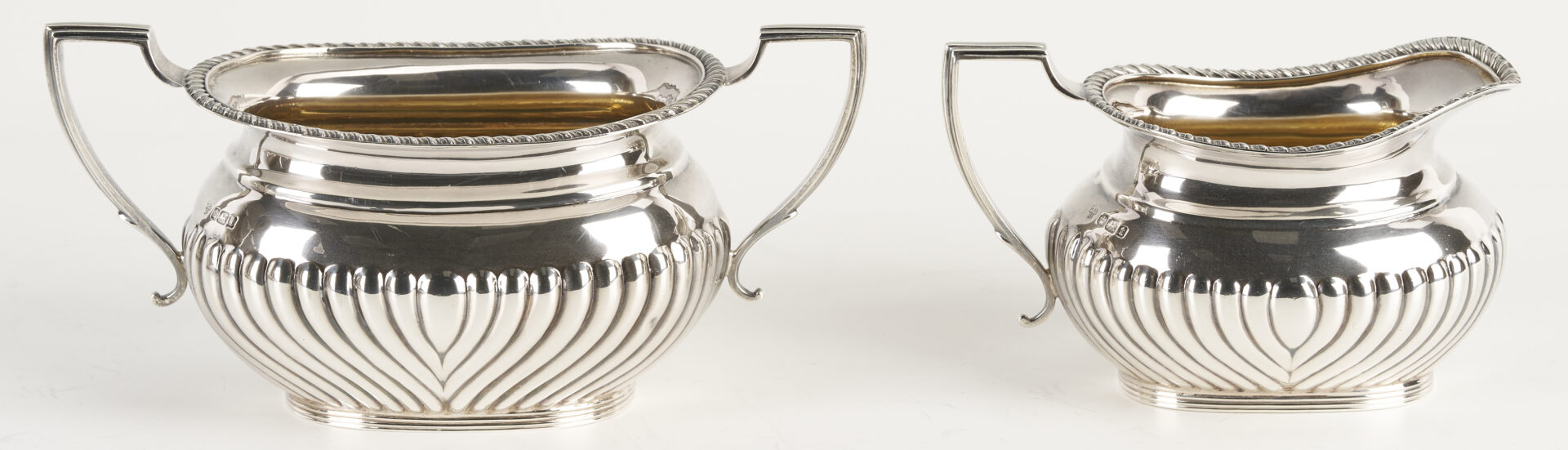 Lot 69: Antique English Sterling Silver 4 pc Tea set with s/p Tray