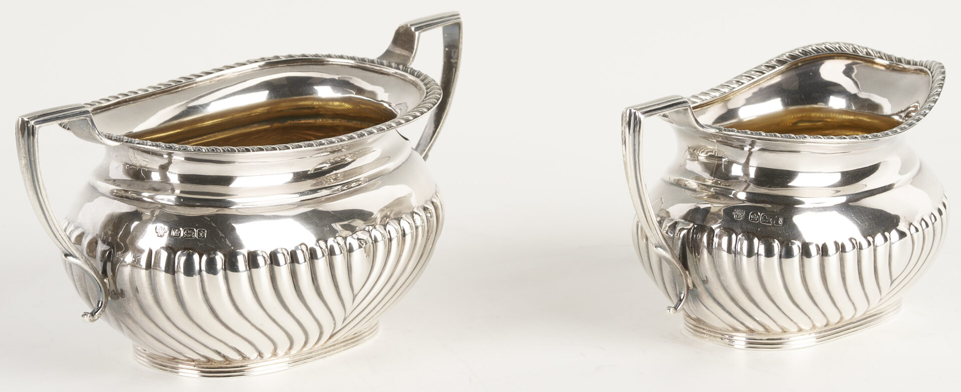 Lot 69: Antique English Sterling Silver 4 pc Tea set with s/p Tray