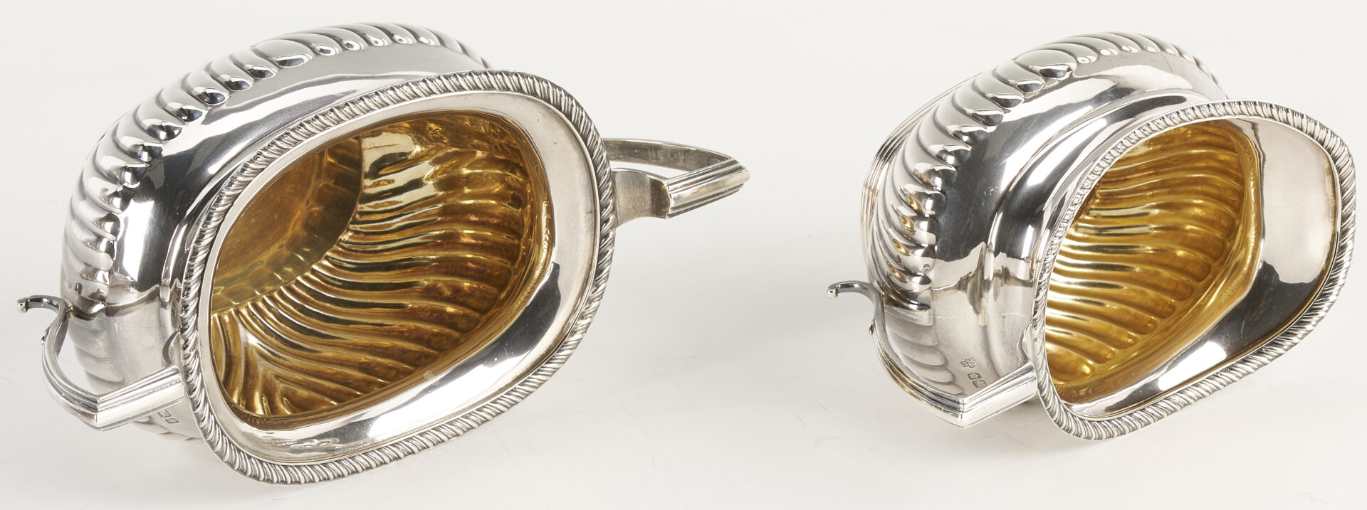 Lot 69: Antique English Sterling Silver 4 pc Tea set with s/p Tray