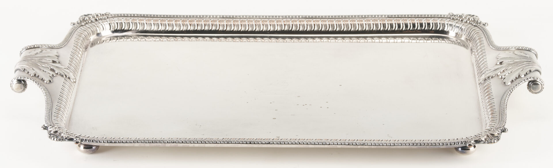 Lot 69: Antique English Sterling Silver 4 pc Tea set with s/p Tray