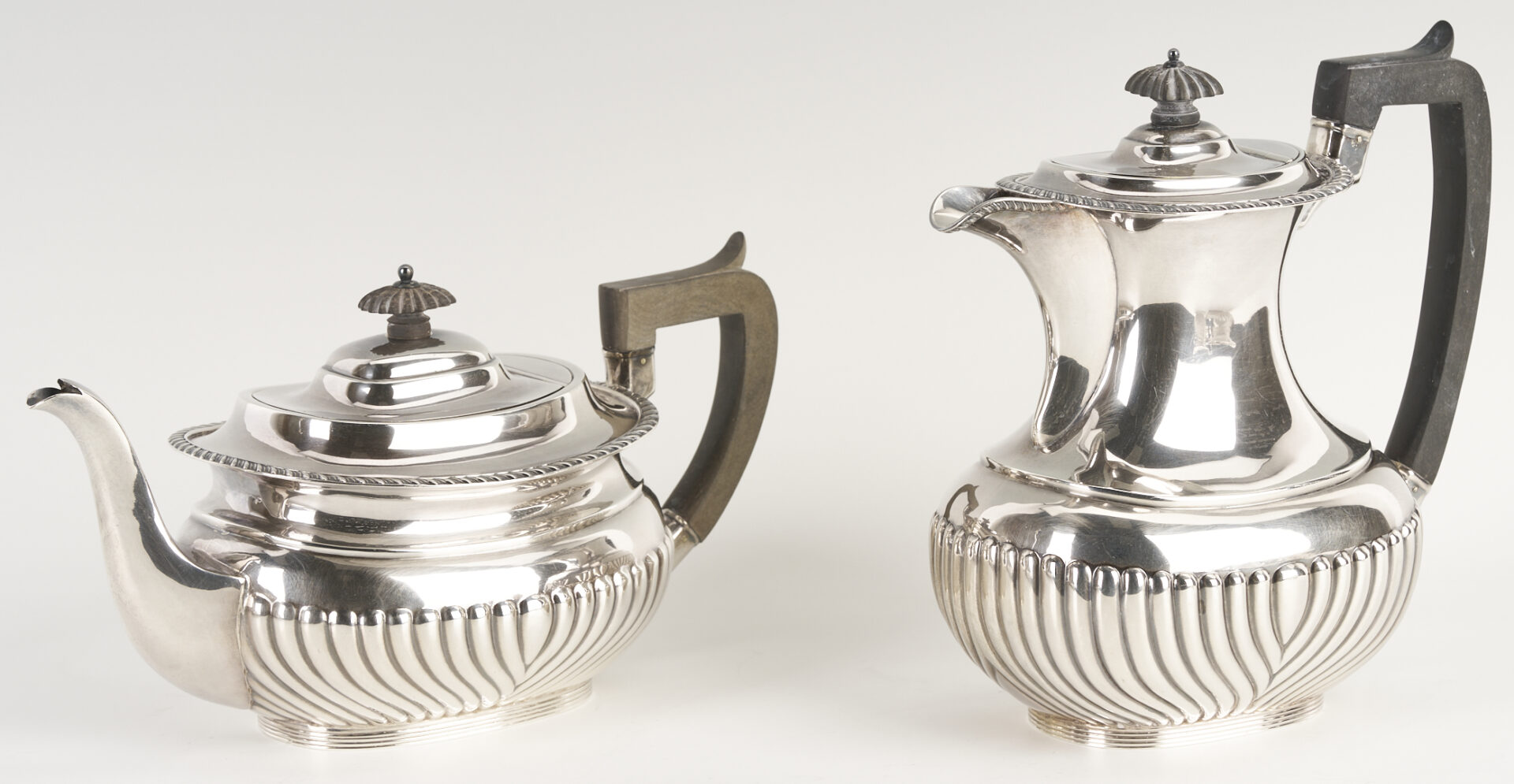 Lot 69: Antique English Sterling Silver 4 pc Tea set with s/p Tray