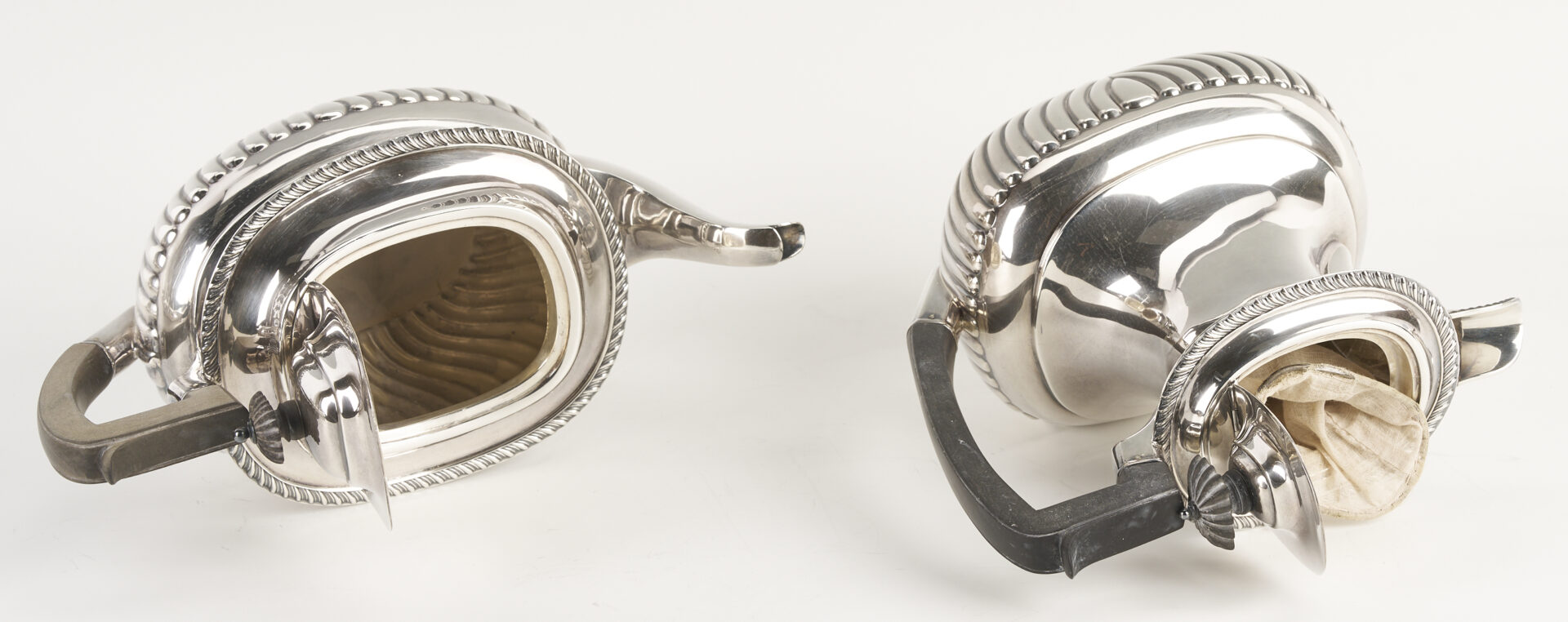 Lot 69: Antique English Sterling Silver 4 pc Tea set with s/p Tray