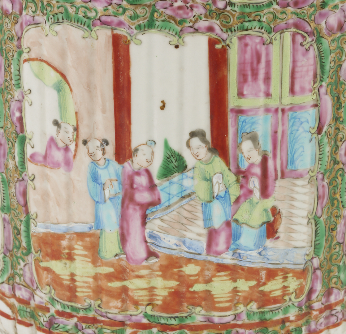 Lot 701: Chinese Rose Medallion Porcelain Umbrella Stand