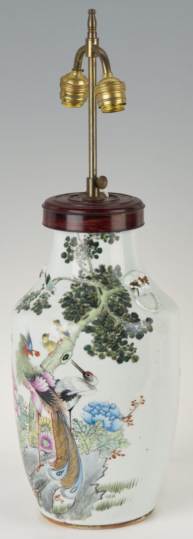 Lot 702: Chinese Famille Rose Porcelain Lamp