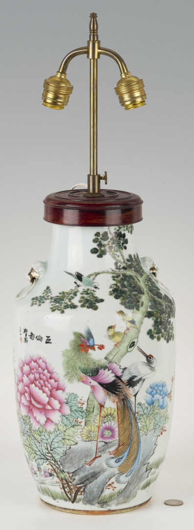 Lot 702: Chinese Famille Rose Porcelain Lamp