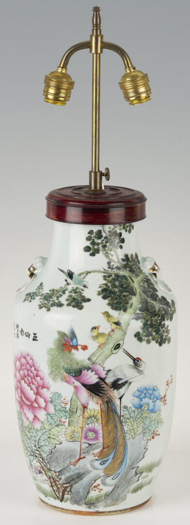 Lot 702: Chinese Famille Rose Porcelain Lamp