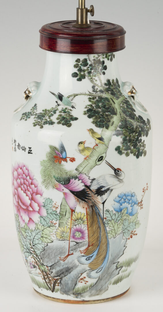 Lot 702: Chinese Famille Rose Porcelain Lamp